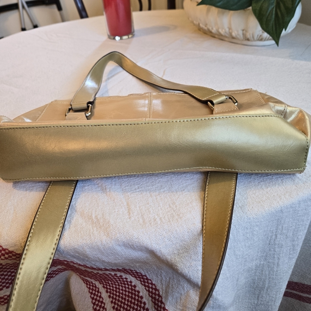 Peck & Peck Metallic Gold Shoulder Bag with Front Buckle - Picture 8 of 13